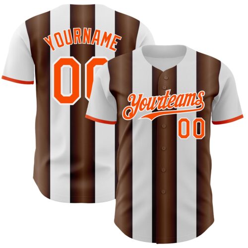 Pinstripe0449 Custom White Orange-Brown Gradient Vertical Stripe Argentina Style Authentic Baseball Jersey