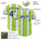 Custom White Navy-Neon Green Gradient Vertical Stripe Argentina Style Authentic Baseball Jersey