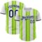 Custom White Navy-Neon Green Gradient Vertical Stripe Argentina Style Authentic Baseball Jersey