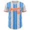 Custom White Orange-Electric Blue Gradient Vertical Stripe Argentina Style Authentic Baseball Jersey