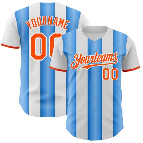 Pinstripe0460 Custom White Orange-Electric Blue Gradient Vertical Stripe Argentina Style Authentic Baseball Jersey