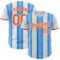 Custom White Orange-Electric Blue Gradient Vertical Stripe Argentina Style Authentic Baseball Jersey