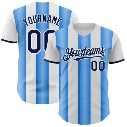 Pinstripe0461 Custom White Navy-Electric Blue Gradient Vertical Stripe Argentina Style Authentic Baseball Jersey