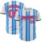 Custom White Pink Electric Blue-Black Gradient Vertical Stripe Argentina Style Authentic Baseball Jersey