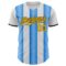 Custom White Gold Electric Blue-Black Gradient Vertical Stripe Argentina Style Authentic Baseball Jersey