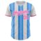 Custom White Pink-Electric Blue Gradient Vertical Stripe Argentina Style Authentic Baseball Jersey