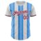 Custom White Crimson-Electric Blue Gradient Vertical Stripe Argentina Style Authentic Baseball Jersey