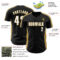 Custom Black White-Old Gold Classic Color Block Side Panel Stripe Authentic Baseball Jersey