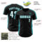 Custom Black White-Teal Classic Color Block Side Panel Stripe Authentic Baseball Jersey