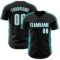 Custom Black White-Teal Classic Color Block Side Panel Stripe Authentic Baseball Jersey