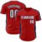 Custom Red White-Navy Classic Color Block Side Panel Stripe Authentic Baseball Jersey