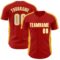 Custom Red White-Gold Classic Color Block Side Panel Stripe Authentic Baseball Jersey