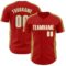 Custom Red White-Old Gold Classic Color Block Side Panel Stripe Authentic Baseball Jersey