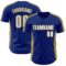Custom Royal White-Old Gold Classic Color Block Side Panel Stripe Authentic Baseball Jersey