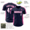 Custom Navy White-Pink Classic Color Block Side Panel Stripe Authentic Baseball Jersey