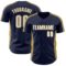 Custom Navy White-Old Gold Classic Color Block Side Panel Stripe Authentic Baseball Jersey