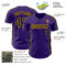 Custom Purple Black-Gold Classic Color Block Side Panel Stripe Authentic Baseball Jersey