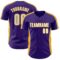 Custom Purple White-Gold Classic Color Block Side Panel Stripe Authentic Baseball Jersey