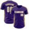 Custom Purple White-Old Gold Classic Color Block Side Panel Stripe Authentic Baseball Jersey