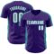 Custom Purple White-Teal Classic Color Block Side Panel Stripe Authentic Baseball Jersey
