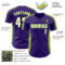 Custom Purple White-Neon Green Classic Color Block Side Panel Stripe Authentic Baseball Jersey