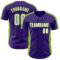 Custom Purple White-Neon Green Classic Color Block Side Panel Stripe Authentic Baseball Jersey