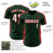 Custom Green White-Red Classic Color Block Side Panel Stripe Authentic Baseball Jersey