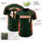 Custom Green White-Orange Classic Color Block Side Panel Stripe Authentic Baseball Jersey