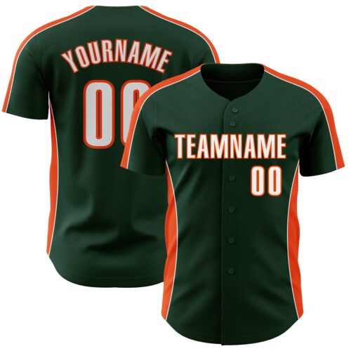 Pinstripe0529 Custom Green White-Orange Classic Color Block Side Panel Stripe Authentic Baseball Jersey