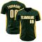 Custom Green White-Gold Classic Color Block Side Panel Stripe Authentic Baseball Jersey