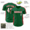 Custom Kelly Green White-Red Classic Color Block Side Panel Stripe Authentic Baseball Jersey