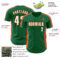 Custom Kelly Green White-Orange Classic Color Block Side Panel Stripe Authentic Baseball Jersey