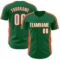 Custom Kelly Green White-Orange Classic Color Block Side Panel Stripe Authentic Baseball Jersey