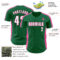 Custom Kelly Green White-Pink Classic Color Block Side Panel Stripe Authentic Baseball Jersey