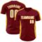 Custom Crimson White-Gold Classic Color Block Side Panel Stripe Authentic Baseball Jersey