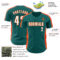 Custom Teal White-Orange Classic Color Block Side Panel Stripe Authentic Baseball Jersey