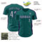 Custom Teal Gray-Navy Classic Color Block Side Panel Stripe Authentic Baseball Jersey