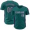 Custom Teal Gray-Navy Classic Color Block Side Panel Stripe Authentic Baseball Jersey