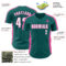 Custom Teal White-Pink Classic Color Block Side Panel Stripe Authentic Baseball Jersey