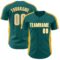 Custom Teal White-Gold Classic Color Block Side Panel Stripe Authentic Baseball Jersey