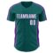Custom Teal White-Purple Classic Color Block Side Panel Stripe Authentic Baseball Jersey