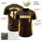 Custom Brown White-Gold Classic Color Block Side Panel Stripe Authentic Baseball Jersey