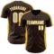 Custom Brown White-Gold Classic Color Block Side Panel Stripe Authentic Baseball Jersey