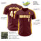 Custom Burgundy White-Gold Classic Color Block Side Panel Stripe Authentic Baseball Jersey
