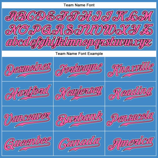 Custom Powder Blue Pink-Black Authentic Baseball Jersey