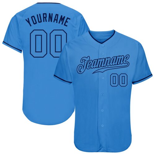 PowderBlue0057 Custom Powder Blue Powder Blue-Navy Authentic Baseball Jersey