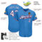 Custom Powder Blue White-Red Authentic Baseball Jersey