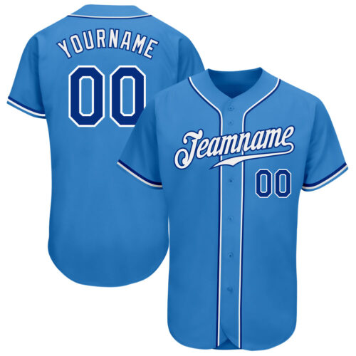 PowderBlue0144 Custom Powder Blue Royal-White Authentic Baseball Jersey