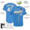 Custom Powder Blue White Pinstripe White-Old Gold Authentic Baseball Jersey