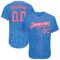 Custom Powder Blue Black Pinstripe Pink-White Authentic Baseball Jersey